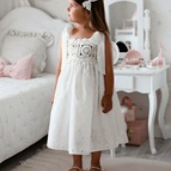 Mik & Me - Arabella Handmade Ivory Crochet Dress - size 4 - Picture 1 of 2